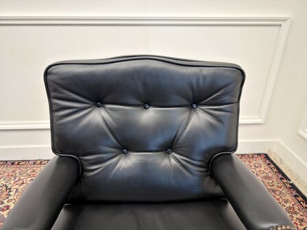 Klassiek-Engels-Vintage-Antiek-Oud-Chesterfield-Bureaustoel-President-Chair-Zwart-Leder