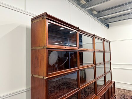 Klassiek-Engels-Antiek-Oud-Vintage-Chesterfield-Set-Originele-Globe-Wernicke-Boekenkast-Bibliotheekkast-Kast