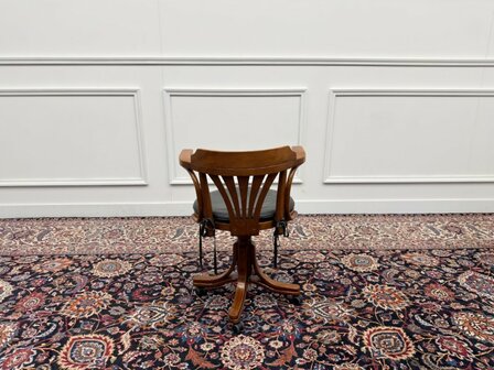 Klassiek-Engels-Antiek-Oud-Vintage-Chesterfield-Thonet-Bureaustoel-Desk-Chair
