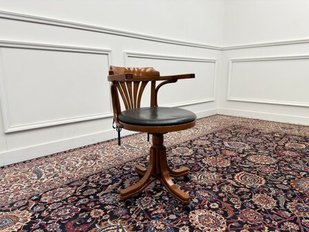 Klassiek-Engels-Antiek-Oud-Vintage-Chesterfield-Thonet-Bureaustoel-Desk-Chair