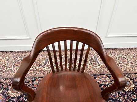 Klassiek-Engels-Antiek-Oud-Vintage-Chesterfield-Amerikaanse-Bureaustoel-Desk-Chair