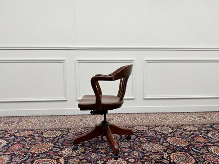 Klassiek-Engels-Antiek-Oud-Vintage-Chesterfield-Amerikaanse-Bureaustoel-Desk-Chair