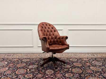 Klassiek-Engels-Oud-Antiek-Vintage-Wade-Chesterfield-Bureaustoel-Director-Chair