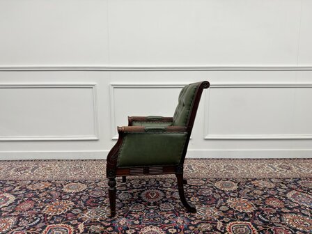 Klassiek-Engels-Antiek-Oud-Vintage-Chesterfield-Bureaustoel-Fauteuil-Stoel
