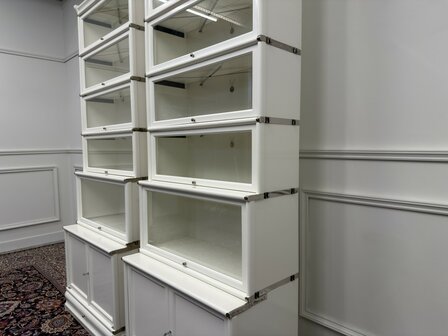 Klassiek-Antiek-Engels-Oud-Chesterfield-Originele-Globe-Wernicke-Boekenkast-Bibliotheekkast-Kast-Wit