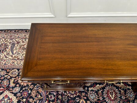 Klassiek-Antiek-Engels-Oud-Chesterfield-Originele-Globe-Wernicke-Bureau-Hoekbureau-Desk-Mahoniehout-Groen-Leder