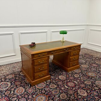 Klassiek-Engels-Antiek-Oud-Vintage-Origineel-Globe-Wernicke-Bureau-Desk-Groen-Leder
