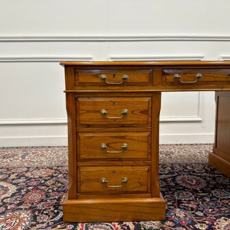 Klassiek-Engels-Antiek-Oud-Vintage-Origineel-Globe-Wernicke-Bureau-Desk-Groen-Leder