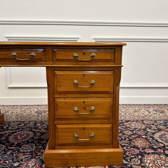 Klassiek-Engels-Antiek-Oud-Vintage-Origineel-Globe-Wernicke-Bureau-Desk-Groen-Leder