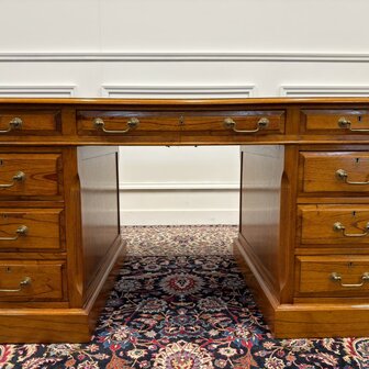 Klassiek-Engels-Antiek-Oud-Vintage-Origineel-Globe-Wernicke-Bureau-Desk-Groen-Leder