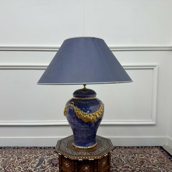 Antique French table lamp vase with gold ornaments