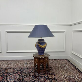 Antique French table lamp vase with gold ornaments