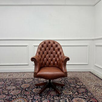 Klassiek-Engels-Antiek-Oud-Chesterfield-Bureaustoel-Stoel-Director-Directors-Chair