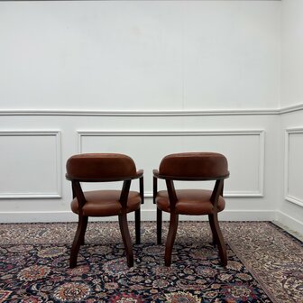 Klassiek-Engels-Antiek-Oud-Chesterfield-Bureaustoel-Stoel-Stoelen-Set