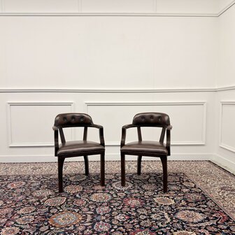 Set-Klassiek-Antiek-Engels-Oud-Chesterfield-Bureaustoel-Desk-President-Chair-Oxblood-Leder