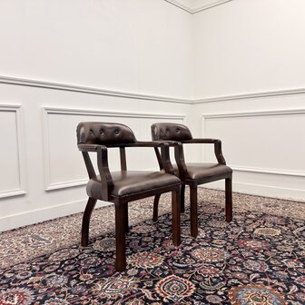 Set-Klassiek-Antiek-Engels-Oud-Chesterfield-Bureaustoel-Desk-President-Chair-Oxblood-Leder