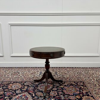 Klassiek-Oud-Antiek-Engels-Chesterfield-Vintage-Sidetable-Side-Table-Drumtafel-Bijzettafel