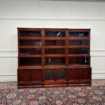 Klassiek-Antiek-Engels-Oud-Vintage-Chesterfield-Globe-Wernicke-Stijl-Boekenkast-Bibliotheekkast-Kast