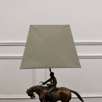 Klassiek-Engels-Antiek-Oud-Brons-Bronze-Lamp-Tafellamp-Ruiter