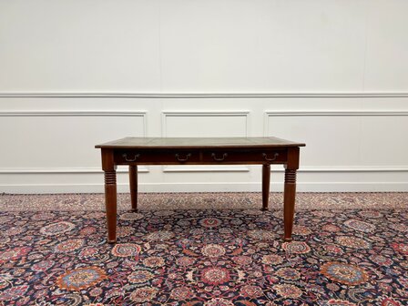 Klassiek-Engels-Antiek-Oud-Vintage-Chesterfield-Schrijftafel-Bureau-Desk