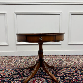 Klassiek-Engels-Antiek-Oud-Vintage-Chesterfield-Sidetable-Side-Table-Bijzettafel-Groen-Leder