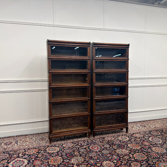 Klassiek-Engels-Antiek-Oud-Vintage-Chesterfield-Originele-Globe-Wernicke-Boekenkast-Kast