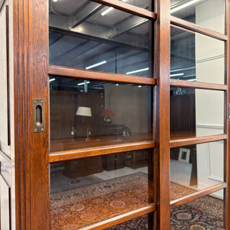 Klassiek-Engels-Antiek-Oud-Vintage-Chesterfield-Eiken-Boekenkast-Buffetkast-Bibliotheekkast-Kast