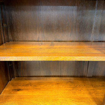 Klassiek-Engels-Antiek-Oud-Vintage-Chesterfield-Eiken-Boekenkast-Buffetkast-Bibliotheekkast-Kast