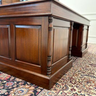 Klassiek-Engels-Antiek-Oud-Vintage-Chesterfield-Groot-Bureau-Desk-Groen-Leder