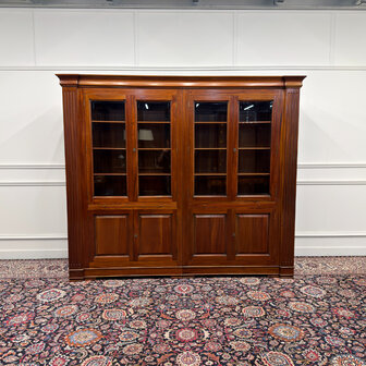 Klassiek-Engels-Antiek-Oud-Vintage-Chesterfield-Boekenkast-Bibliotheekkast-Kast