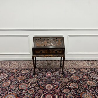 Klassiek-Antiek-Oud-Vintage-Chinees-Bureau-Secretaire-Houtsnijwerk