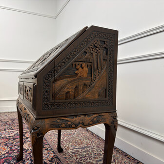 Klassiek-Antiek-Oud-Vintage-Chinees-Bureau-Secretaire-Houtsnijwerk-5