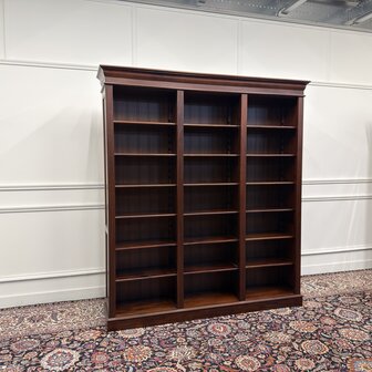 Klassiek-Engels-Antiek-Oud-Vintage-Chesterfield-Open-Boekenkast-Bibliotheekkast-Kast
