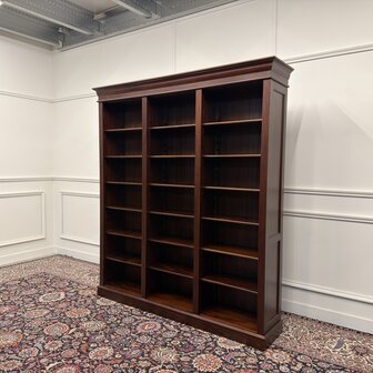 Klassiek-Engels-Antiek-Oud-Vintage-Chesterfield-Open-Boekenkast-Bibliotheekkast-Kast