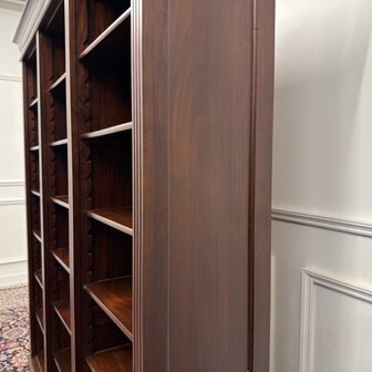 Klassiek-Engels-Antiek-Oud-Vintage-Chesterfield-Open-Boekenkast-Bibliotheekkast-Kast