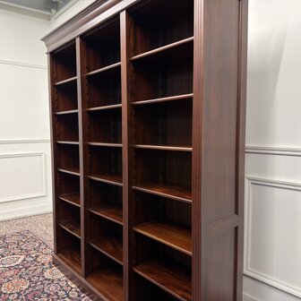 Klassiek-Engels-Antiek-Oud-Vintage-Chesterfield-Open-Boekenkast-Bibliotheekkast-Kast