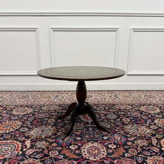Klassiek-Engels-Chesterfield-Antiek-Oud-Vintage-Tafel-Salontafel-Koffietafel-Groen-Leder-2