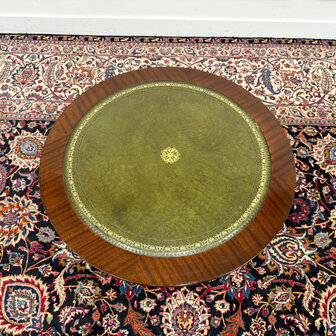 Klassiek-Engels-Chesterfield-Antiek-Oud-Vintage-Tafel-Salontafel-Koffietafel-Groen-Leder-3