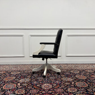 Klassiek-Engels-Antiek-Oud-Vintage-Chesterfiel-Bureaustoel-President-Chair-Zwart-Leder-3