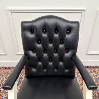 Klassiek-Engels-Antiek-Oud-Vintage-Chesterfiel-Bureaustoel-President-Chair-Zwart-Leder-5