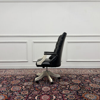 Klassiek-Engels-Antiek-Oud-Vintage-Chesterfiel-Bureaustoel-President-Chair-Zwart-Leder-3