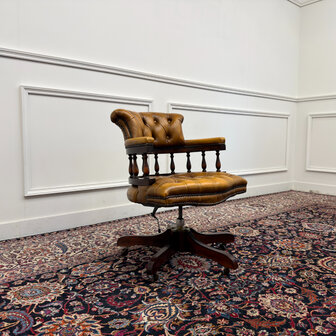 Klassiek-Engels-Antiek-Oud-Vintage-Chesterfiel-Bureaustoel-Captain-Chair-7