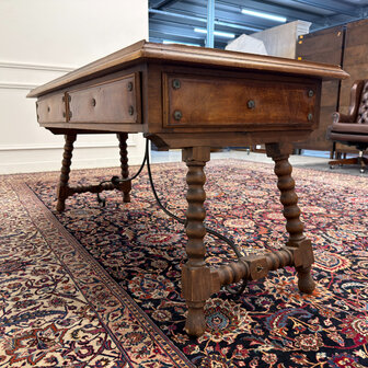 Klassiek-Spaans-Antiek-Oud-Vintage-Schrijftafel-19e-eeuw-Met-Lederen-Wereldkaart-9