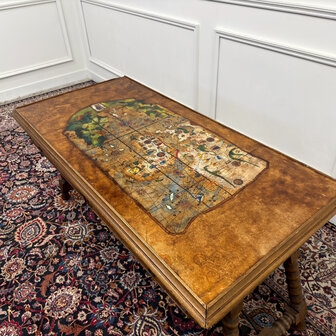 Klassiek-Spaans-Antiek-Oud-Vintage-Schrijftafel-19e-eeuw-Met-Lederen-Wereldkaart-14