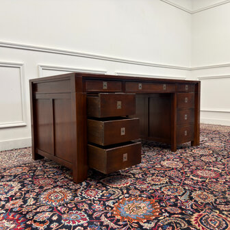 Klassiek-Engels-Antiek-Oud-Vintage-Chesterfield-Bureau-Desk-Eichholtz-Eikenhout-12