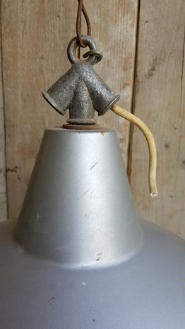 Antieke industriele hanglamp zilvergrijs 2