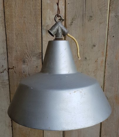 Antieke industriele hanglamp zilvergrijs 1