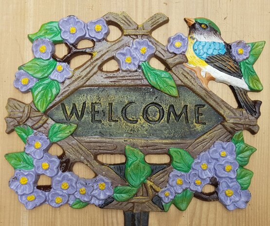 Gietijzeren-tuinsteker-tuinprikker-tuindecoratie-vogel-welkom-welcome-1