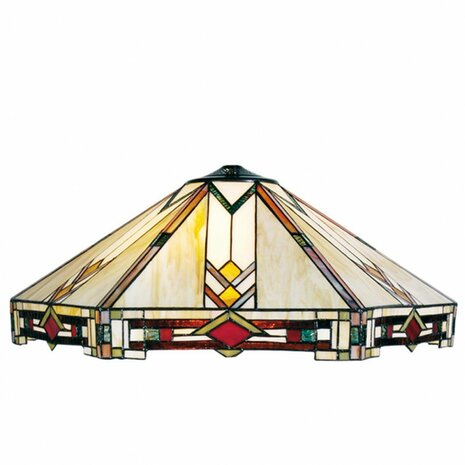 Tiffany-plafondlamp-hanglamp-Art-Deco-beige-bruin-metaal-glas-plafonniere-1
