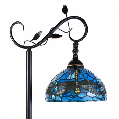 Ronde-Tiffany-vloerlamp-blauw-bruin-glas-rond-staande-lamp-3